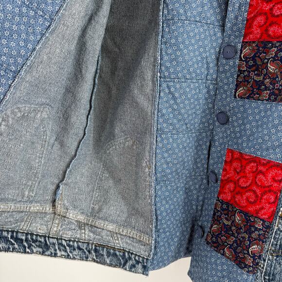 Vintage Jacket SZ Medium/Large Upcycled Handmade Patchwork Denim Quilt Cottage - Picture 7 of 16